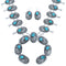 Navajo Sterling Silver Scalloped Leaf Turquoise Squash Blossom Necklace Set RX119043
